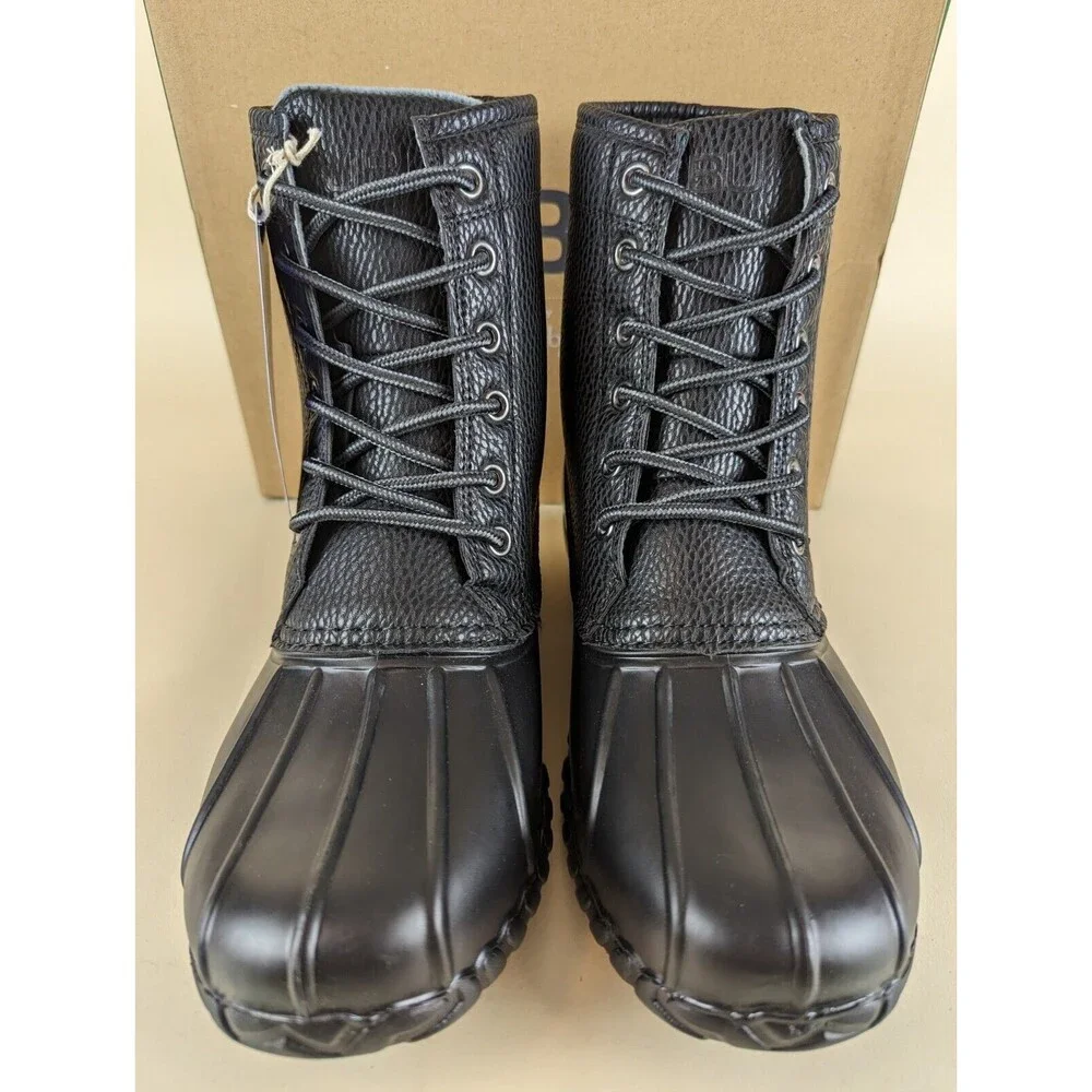 JBU Maine Waterproof Duck Boots Mens 8M Black Faux Fur Lined Lace Up Shoes NWB
